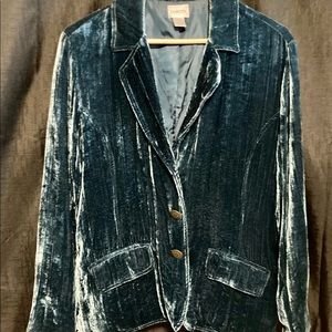 Crushed velvet teal jacket